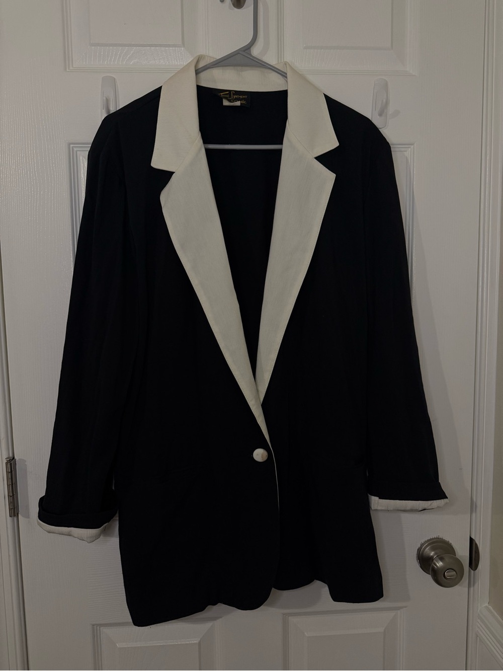 Vintage Toni Garment for Classic Black Cream Contrast Blazer Jacket Large